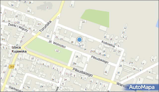 Izbica Kujawska, Piłsudskiego Józefa, marsz., 12, mapa Izbica Kujawska