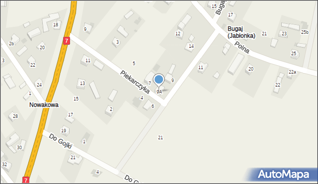 Jabłonka, Piekarczyka Jana, 9A, mapa Jabłonka