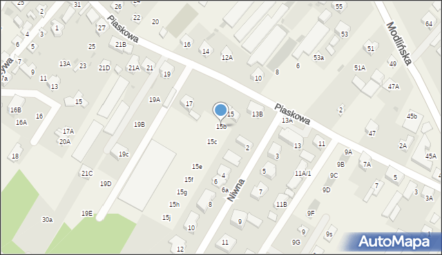 Jabłonna, Piaskowa, 15b, mapa Jabłonna
