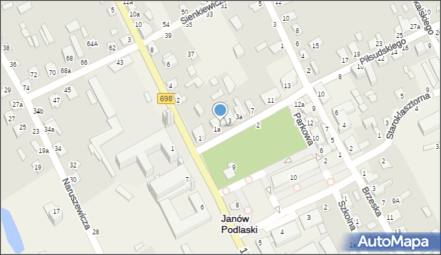 Janów Podlaski, Piłsudskiego Józefa, marsz., 1b, mapa Janów Podlaski