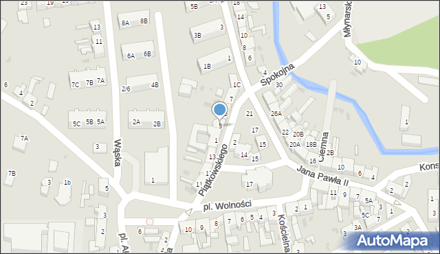 Jasień, Piątkowskiego, 3, mapa Jasień