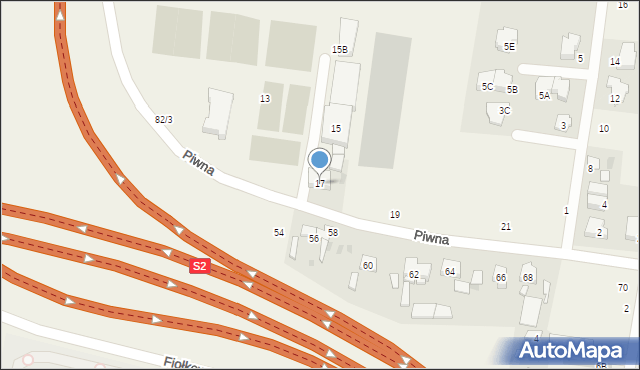 Jawczyce, Piwna, 17, mapa Jawczyce