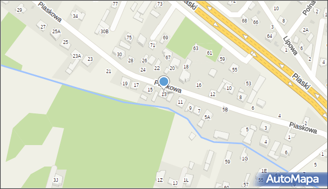 Jedlińsk, Piaskowa, 13, mapa Jedlińsk