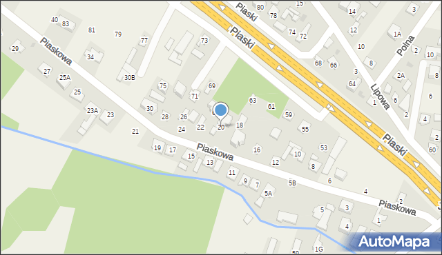 Jedlińsk, Piaskowa, 20, mapa Jedlińsk