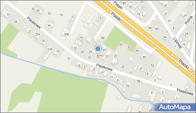 Jedlińsk, Piaskowa, 22, mapa Jedlińsk