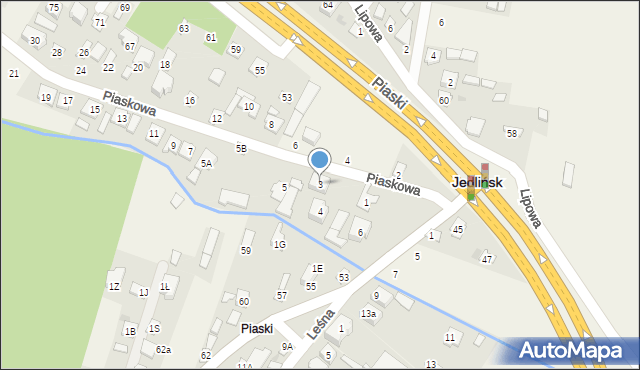 Jedlińsk, Piaskowa, 3, mapa Jedlińsk