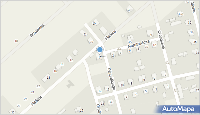 Jednorożec, Piłsudskiego Józefa, marsz., 17, mapa Jednorożec