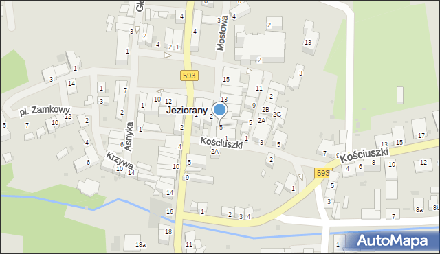 Jeziorany, Pieniężnego, 5, mapa Jeziorany