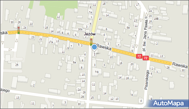 Jeżów, Piotrkowska, 1, mapa Jeżów