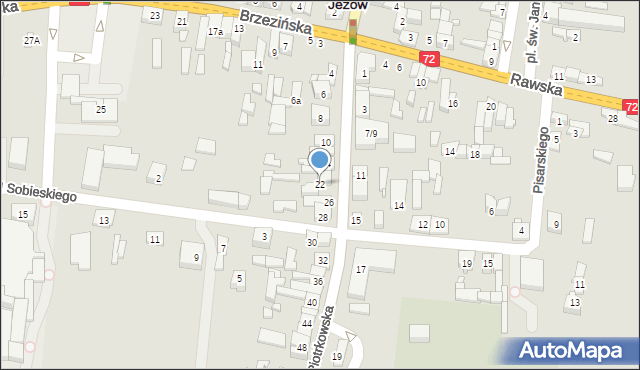 Jeżów, Piotrkowska, 22, mapa Jeżów