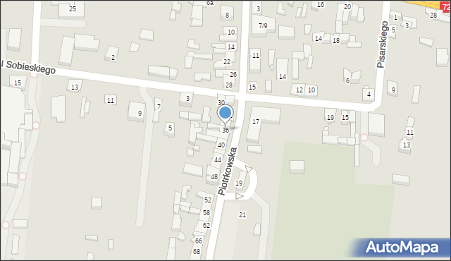 Jeżów, Piotrkowska, 36, mapa Jeżów