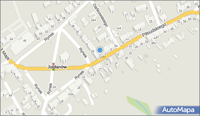 Jordanów, Piłsudskiego Józefa, marsz., 1, mapa Jordanów