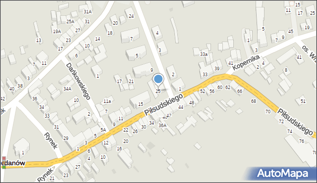 Jordanów, Piłsudskiego Józefa, marsz., 25, mapa Jordanów