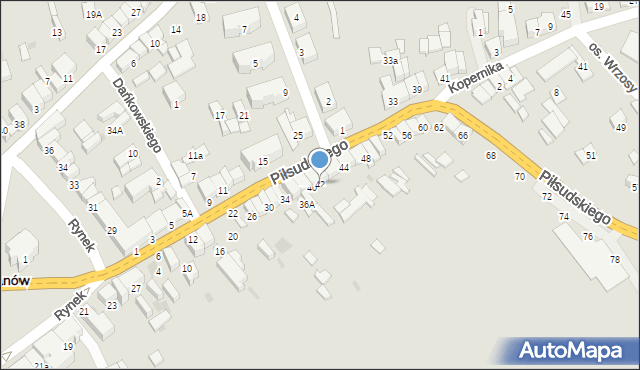 Jordanów, Piłsudskiego Józefa, marsz., 42, mapa Jordanów