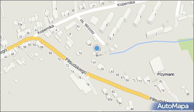 Jordanów, Piłsudskiego Józefa, marsz., 55, mapa Jordanów