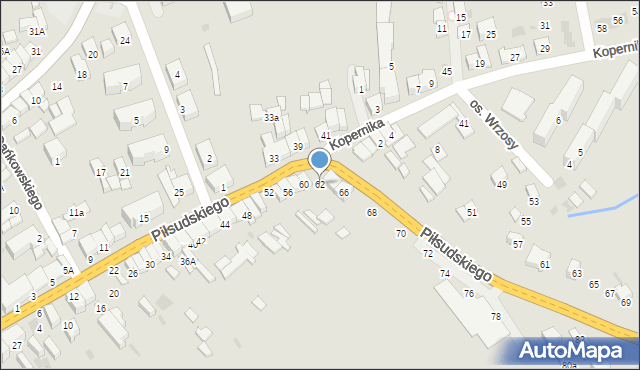 Jordanów, Piłsudskiego Józefa, marsz., 62, mapa Jordanów