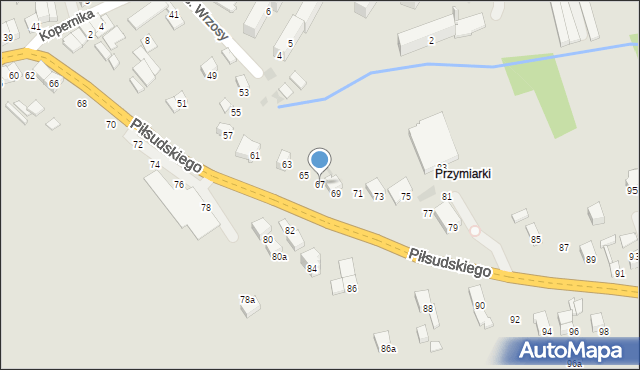 Jordanów, Piłsudskiego Józefa, marsz., 67, mapa Jordanów