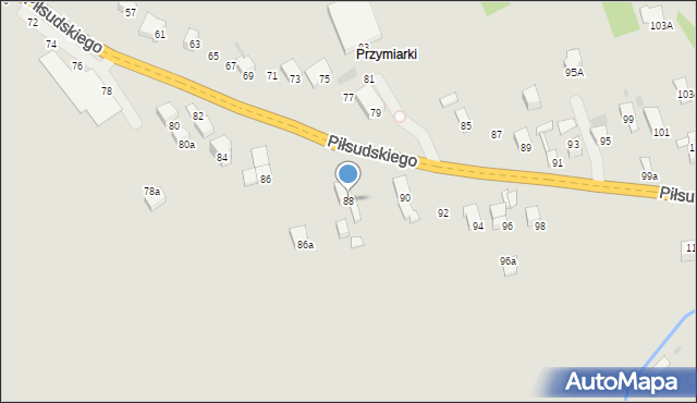 Jordanów, Piłsudskiego Józefa, marsz., 88, mapa Jordanów