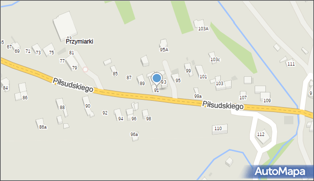 Jordanów, Piłsudskiego Józefa, marsz., 91, mapa Jordanów