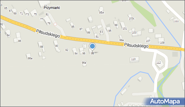 Jordanów, Piłsudskiego Józefa, marsz., 98, mapa Jordanów