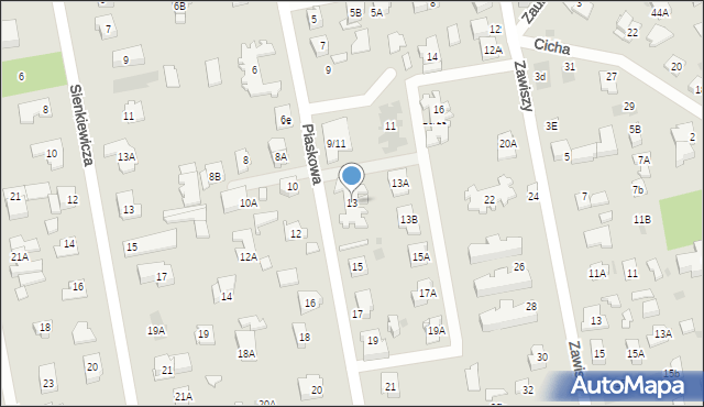 Józefów, Piaskowa, 13, mapa Józefów