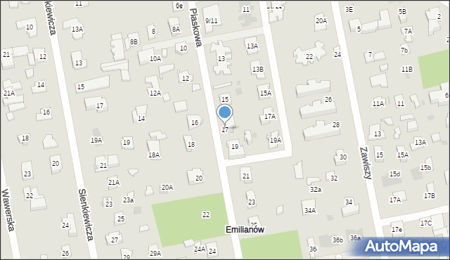 Józefów, Piaskowa, 17, mapa Józefów