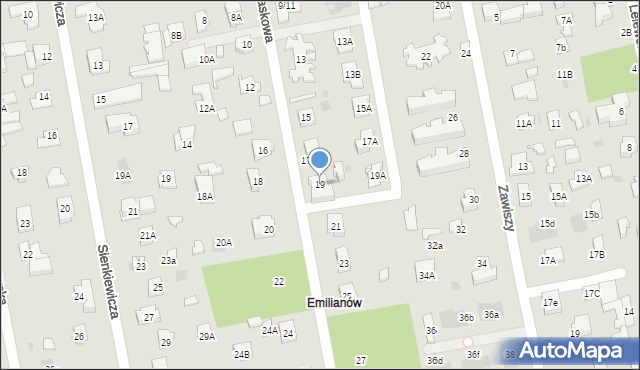 Józefów, Piaskowa, 19, mapa Józefów