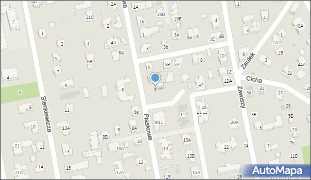 Józefów, Piaskowa, 9, mapa Józefów