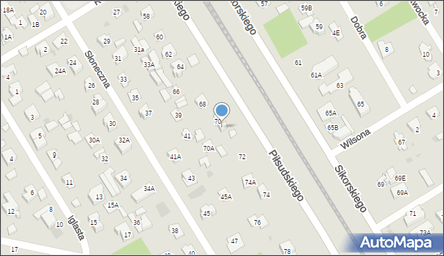 Józefów, Piłsudskiego Józefa, marsz., 70B, mapa Józefów