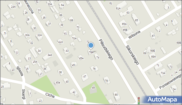 Józefów, Piłsudskiego Józefa, marsz., 74A, mapa Józefów