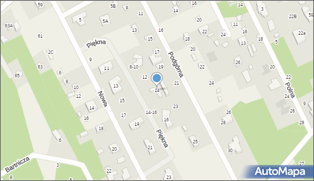 Justynów, Piękna, 14, mapa Justynów