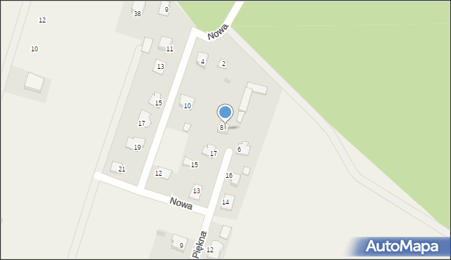 Kadzidło, Piękna, 8, mapa Kadzidło