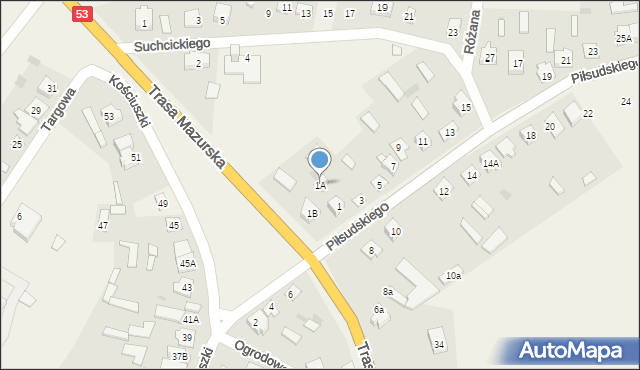 Kadzidło, Piłsudskiego Józefa, marsz., 1A, mapa Kadzidło