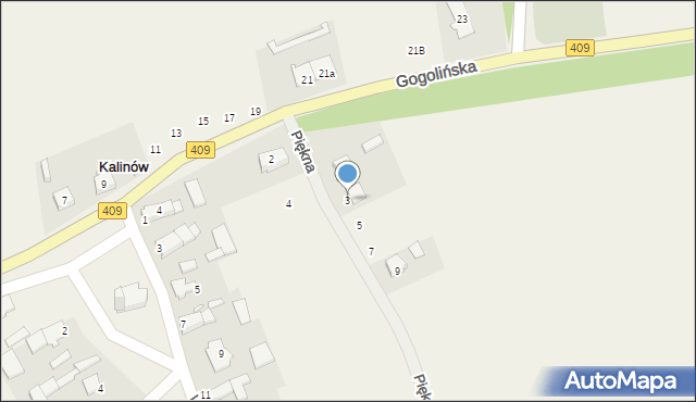 Kalinów, Piękna, 3, mapa Kalinów