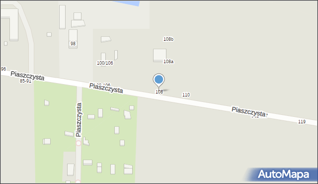 Kalisz, Piaszczysta, 108, mapa Kalisza