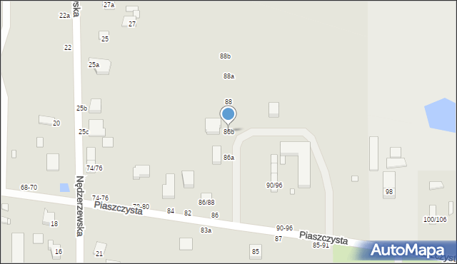 Kalisz, Piaszczysta, 86b, mapa Kalisza