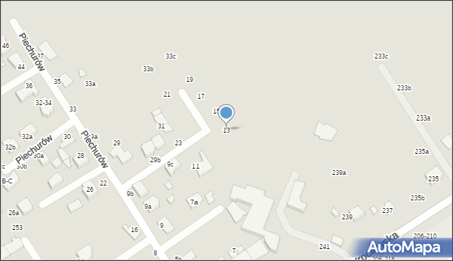 Kalisz, Piechurów, 13, mapa Kalisza