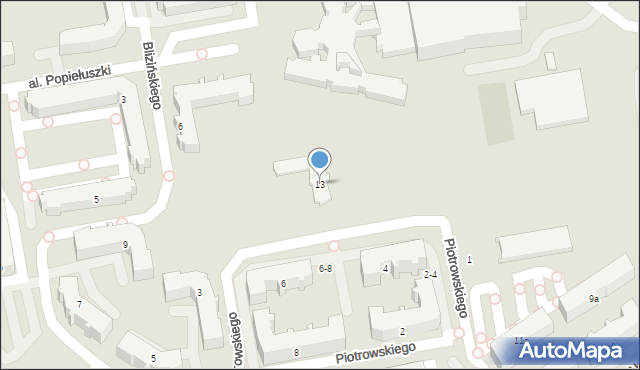 Kalisz, Piotrowskiego Stanisława, ks., 13, mapa Kalisza