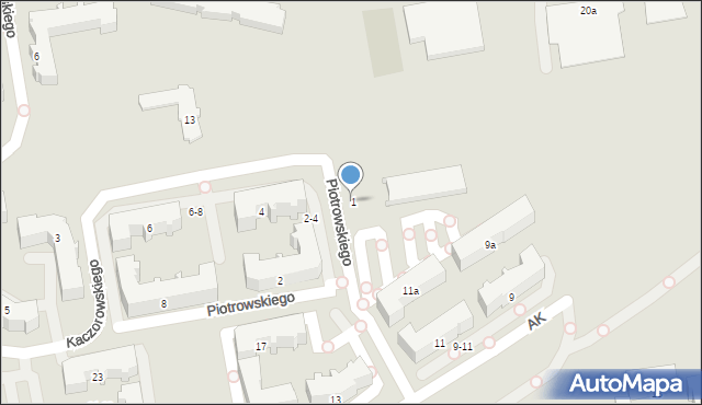 Kalisz, Piotrowskiego Stanisława, ks., 7, mapa Kalisza