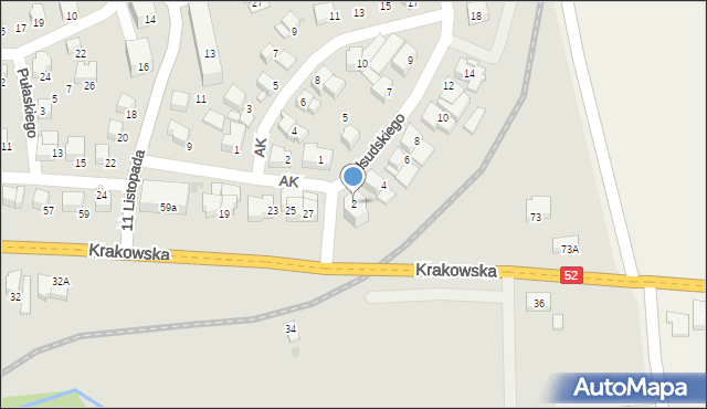 Kalwaria Zebrzydowska, Piłsudskiego Józefa, marsz., 2, mapa Kalwaria Zebrzydowska