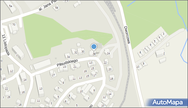 Kalwaria Zebrzydowska, Piłsudskiego Józefa, marsz., 28, mapa Kalwaria Zebrzydowska