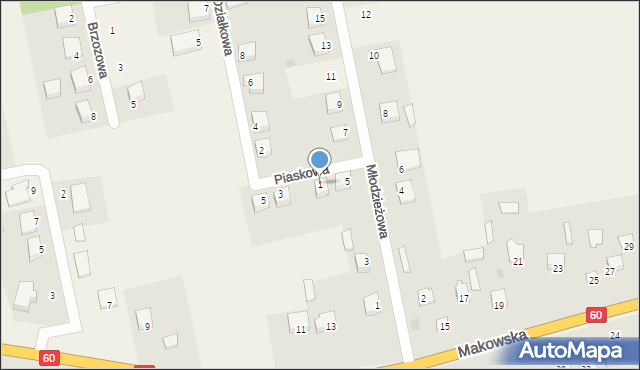 Karniewo, Piaskowa, 1, mapa Karniewo