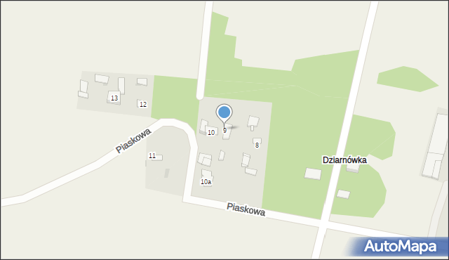 Kaski, Piaskowa, 9, mapa Kaski