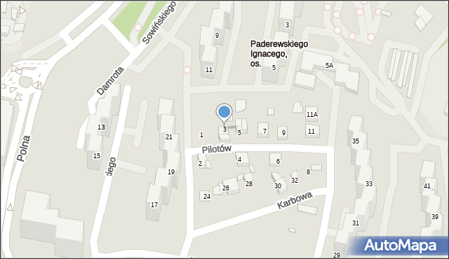 Katowice, Pilotów, 3, mapa Katowic