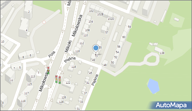 Katowice, Piękna, 51, mapa Katowic