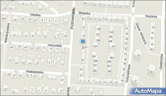 Katowice, Piotrowicka, 28, mapa Katowic