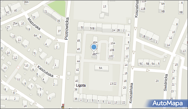 Katowice, Piotrowicka, 46C, mapa Katowic