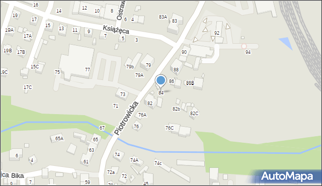 Katowice, Piotrowicka, 84, mapa Katowic