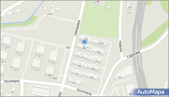 Katowice, Piotrowicka, 99, mapa Katowic