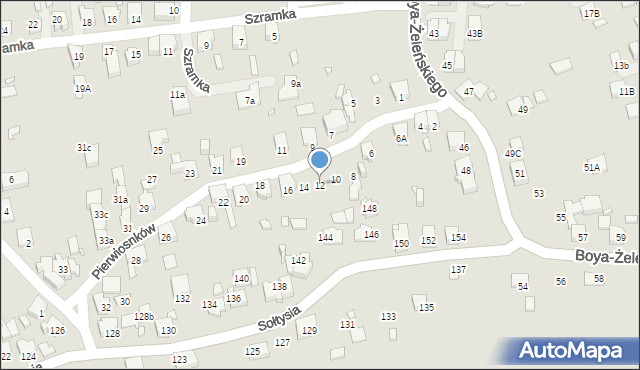 Katowice, Pierwiosnków, 12, mapa Katowic